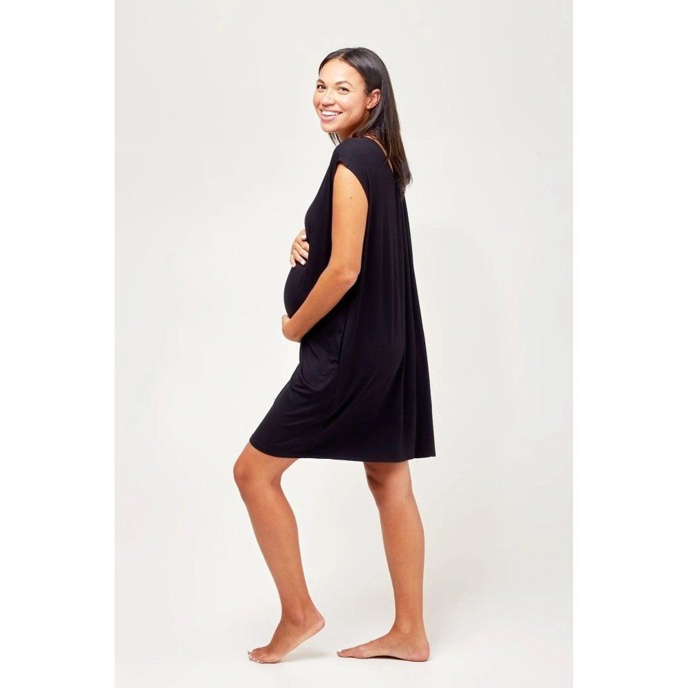 Nom Clementine Maternity + Nursing Nightie Black Large Sleepwear